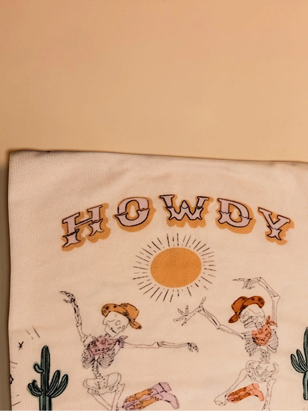 “Howdy” Western Sun Pillow Cover — Cream with Mustard & Orange